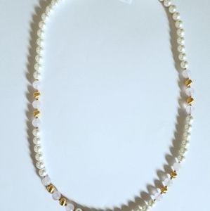 Vintage Pearl Rose Quartz Necklace